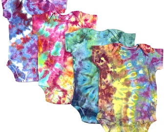 Bodies de bebé de 12 meses con estampado tie-dye: diseño unisex para bebés.
