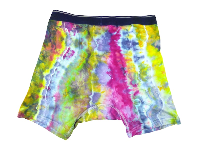ice dye mens underwear with open fly pink stripe Large tie dye boxer briefs colorful cotton boxer briefs with contrasting waist band