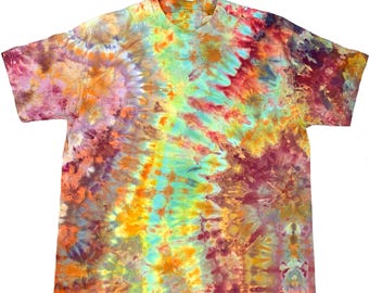 XL ice dye t-shirt: unisex handmade tie-dye tee - mars rainbow