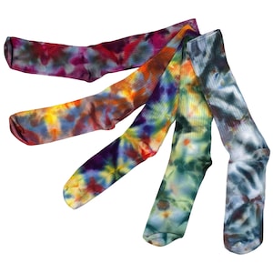 Large ice dye bamboo socks: hand dyed colorful crew socks in 11 color ways