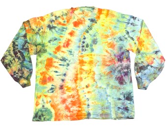 XL ice dye long sleeve t-shirt: unisex handmade tie-dye tee - sun shower