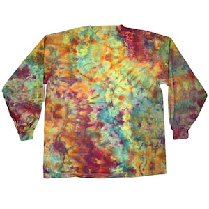 Large ice dye long sleeve t-shirt - men & women unisex tie dye tee shirt - handmade tie-dye tee for gift or festival fashion - grdn party 2