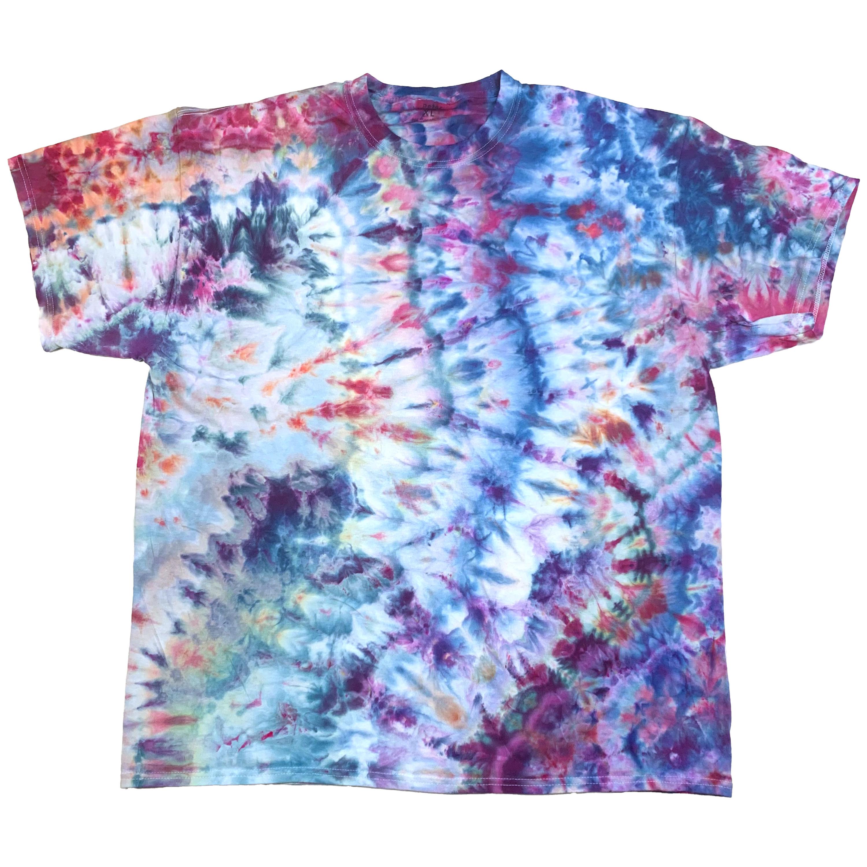 XL ice dye t-shirt - unisex tie dye tee shirt for men or women - handmade tie-dye tee for gift, festival fashion or summer - peacock