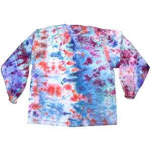 2X ice dye long sleeve t-shirt - men & women unisex tie dye tee shirt - handmade tie-dye tee for gift or festival fashion - rose river