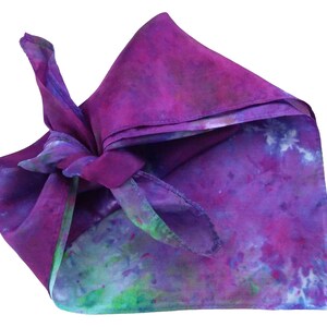 Hand dyed silk scarf, tie dye silk bandana in habotai silk, womens small square scarf, perfect neck scarf or gift for her hint of jade image 3