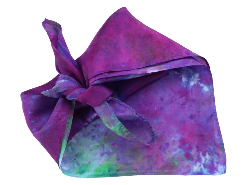 Hand dyed silk scarf, tie dye silk bandana in habotai silk, womens small square scarf, perfect neck scarf or gift for her hint of jade image 3