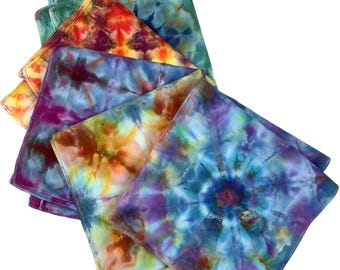 Ice dye handkerchiefs: 100% cotton tie dye hankie or pocket square