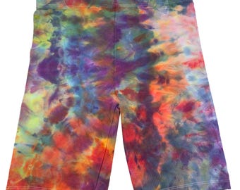 Small ice dye biker shorts: tie dye high waist stretch cotton loungewear  - colorful