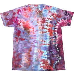 Small ice dye t-shirt - unisex tie dye tee shirt for men or women - handmade tie-dye tee for gift festival fashion or summer - purple dream