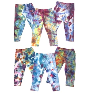 12-18M ice dye baby leggings -  tie dye cotton leggings for baby girls or boys or toddlers -  boho baby shower gifts - colorful hippie baby