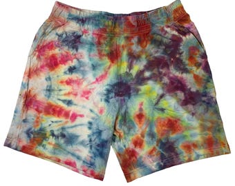 Small  ice dye shorts: unisex tie dye cotton loungewear  - bold