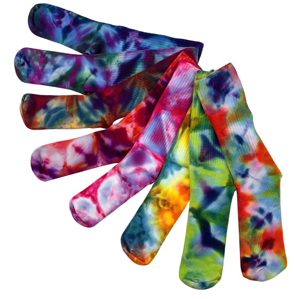 Tie dye socks unisex, hand dyed bamboo rayon socks for men or women, colorful ice dye novelty socks for stylish boho gift - 10 colorways