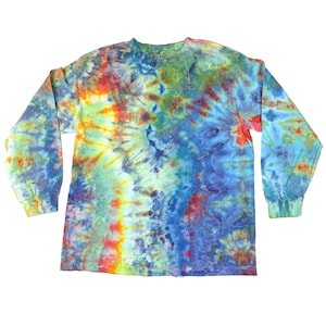 Großes Eis Färbung T-Shirt - Herren & Damen Unisex Batik T-Shirt - Handgefertigtes Batik T-Shirt für Geschenk oder Festivalmode - Feuer Wasser