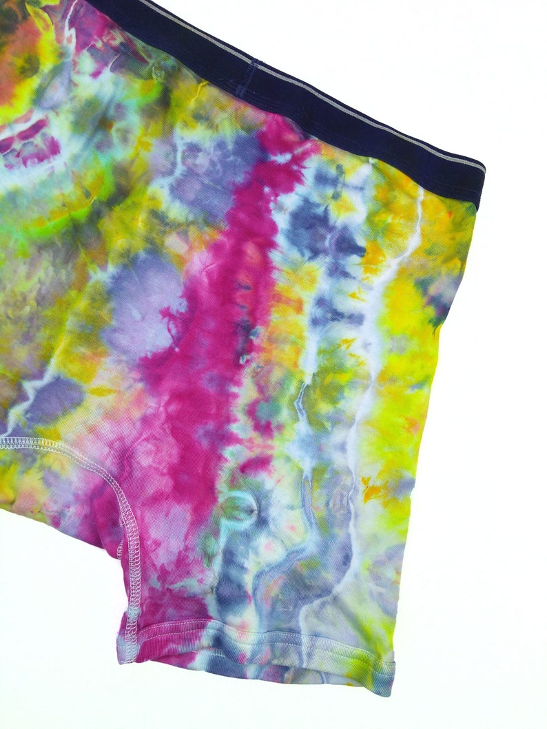 ice dye mens underwear with open fly pink stripe Large tie dye boxer briefs colorful cotton boxer briefs with contrasting waist band