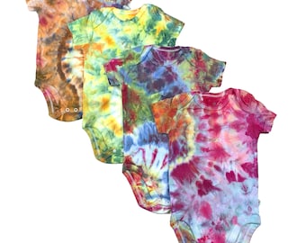 3-6M ice dye baby bodysuits: gender neutral tie dye for baby