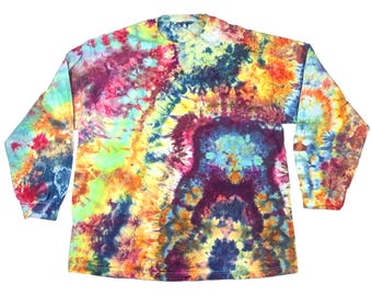 2X ice dye long sleeve t-shirt: unisex handmade tie-dye tee -  vibrant