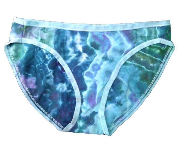 Small Ice Dye Panties, Low Rise Bikini Cut Tie Dye Underwear for Women, Comfortable Stretch