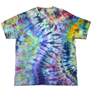 Large ice dye t-shirt - unisex tie dye tee shirt for men or women - handmade tie-dye tee for gift, festival fashion or summer - multi river