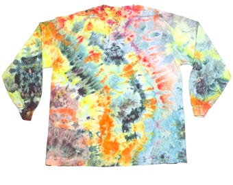 XL ice dye long sleeve t-shirt: unisex handmade tie-dye tee - eye catcher