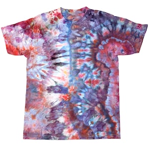 Medium ice dye t-shirt - unisex tie dye tee shirt for men or women - handmade tie-dye tee gift, festival fashion or summer - violet rose