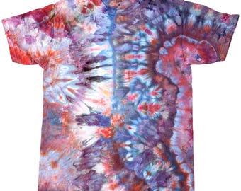 Camiseta média com estampa tie-dye: camiseta unissex feita à mão - rosa violeta