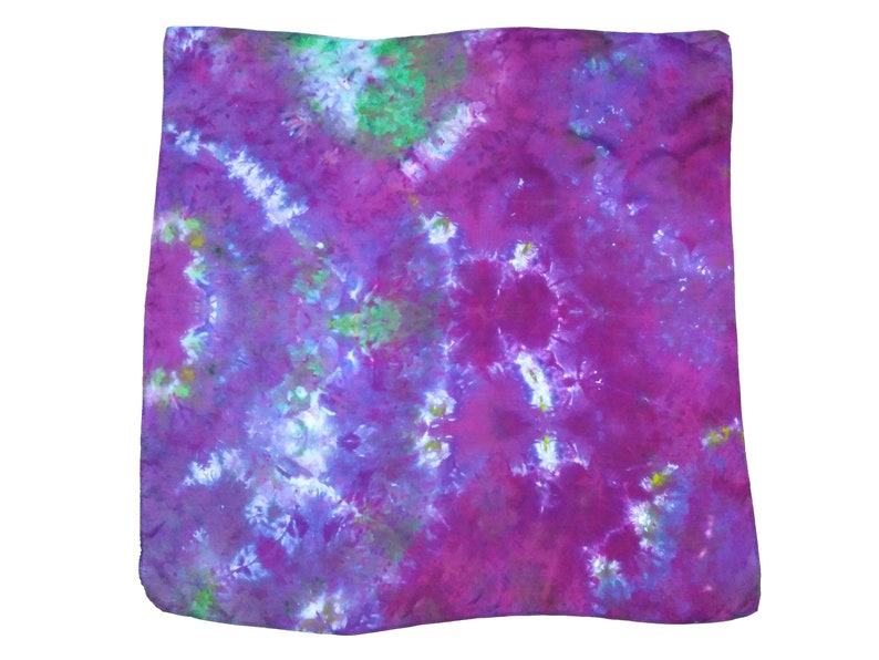 Hand dyed silk scarf, tie dye silk bandana in habotai silk, womens small square scarf, perfect neck scarf or gift for her hint of jade image 2