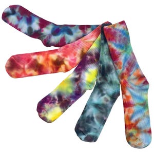 Ice dye bamboo socks - colorful tie dye socks for women and men - soft cozy hand dyed crew socks - unique gift for birthdays or holidays