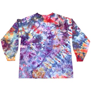 Mittelgroßes Longsleeve T-Shirt - Herren & Damen Unisex Batik T-Shirt - Batik T-Shirt - lila nebula