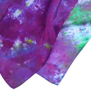 Hand dyed silk scarf, tie dye silk bandana in habotai silk, womens small square scarf, perfect neck scarf or gift for her hint of jade image 4