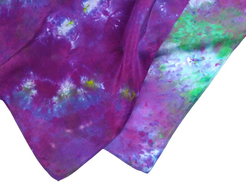 Hand dyed silk scarf, tie dye silk bandana in habotai silk, womens small square scarf, perfect neck scarf or gift for her hint of jade image 4