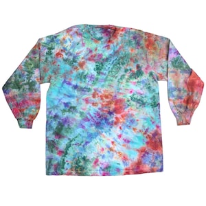Large ice dye long sleeve t-shirt - men & women unisex tie dye tee shirt - handmade tie-dye tee for gift or festival fashion - grdn party 1