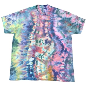 Large ice dye t-shirt - unisex tie dye tee shirt for men or women - handmade tie-dye tee for gift, festival fashion or summer - rnbow trout
