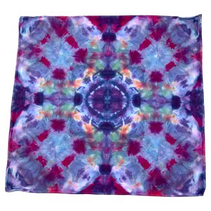 Ice dye handkerchief, tie dye hankie or colorful pocket square for boho wedding, colorful everyday hank for men or women - blueberry