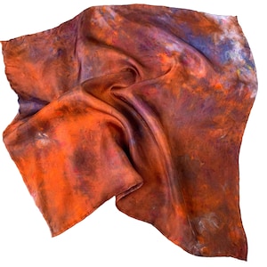 Small hand dyed silk scarf, perfect silk handkerchief or silk pocket square, hand dyed silk neckercheif or small bandana - clay