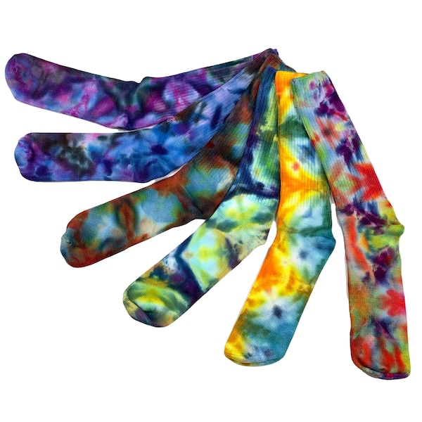 Tie dye socks unisex mens or large size, ice dye socks made from eco friendly bamboo rayon, colorful novelty socks for summer- 10 colors