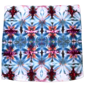 Ice dye handkerchief, tie dye hankie or colorful pocket square for boho wedding, colorful everyday hank for men or women - blue diffusion