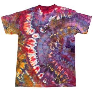 Medium ice dye t-shirt - unisex tie dye tee shirt for men or women - handmade tie-dye tee gift, festival fashion or summer - plum embers