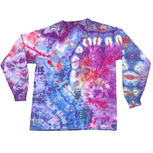 Großes Eis Farbstoff T-Shirt - Herren & Damen Unisex Batik T-Shirt - Handgemachtes Batik T-Shirt für Geschenk oder Festivalmode - Lila Seite