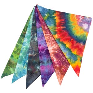 Ice dye bandana, tie dye cotton bandana or small square scarf, hand dyed unisex neck scarf or pet bandana for summer, 15 color ways