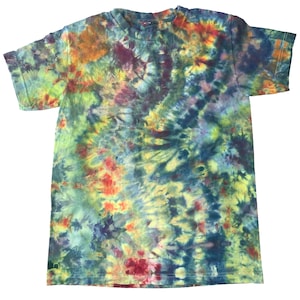 Small ice dye t-shirt - unisex tie dye tee shirt for men or women - handmade tie-dye tee for gift festival fashion or summer - night forest