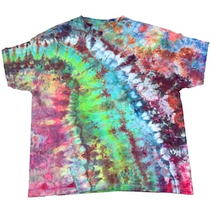 2X ice dye t-shirt - unisex tie dye tee shirt for men or women - handmade tie-dye tee for gift, festival fashion or summer - lime line