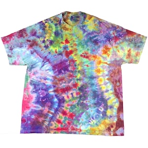 XL ice dye t-shirt - unisex tie dye tee shirt for men or women - handmade tie-dye tee for gift, festival fashion or summer - grape rainbow