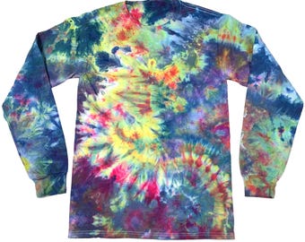 Small ice dye long sleeve t-shirt: unisex handmade tie-dye tee - quesar