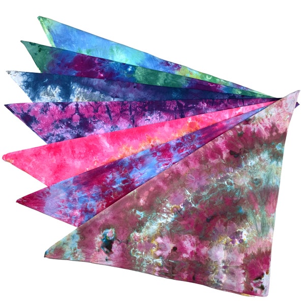 Ice dye bandana oversized, tie dye cotton bandana or square scarf, hand dyed unisex neck scarf for festivals or summer, 14 color ways