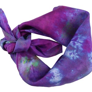 Hand dyed silk scarf, tie dye silk bandana in habotai silk, womens small square scarf, perfect neck scarf or gift for her hint of jade image 5