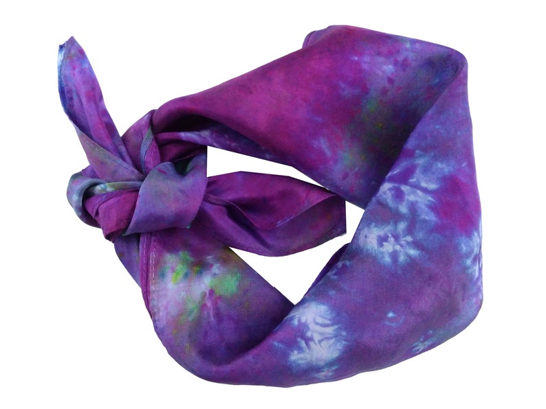 Hand dyed silk scarf, tie dye silk bandana in habotai silk, womens small square scarf, perfect neck scarf or gift for her hint of jade image 5