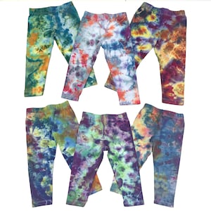 9-12M ice dye baby leggings -  tie dye cotton leggings for baby girls or boys or toddlers -  boho baby shower gifts - colorful hippie baby