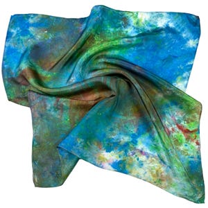 Bandana di seta tinta a mano: sciarpa quadrata habotai - terra