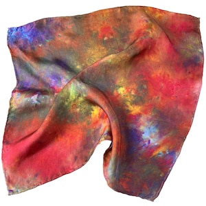 Small hand dyed silk scarf, perfect silk handkerchief or silk pocket square, hand dyed silk neckercheif or small bandana - abstract
