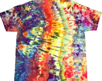 XL ice dye t-shirt: unisex handmade tie-dye tee - bright rainbow